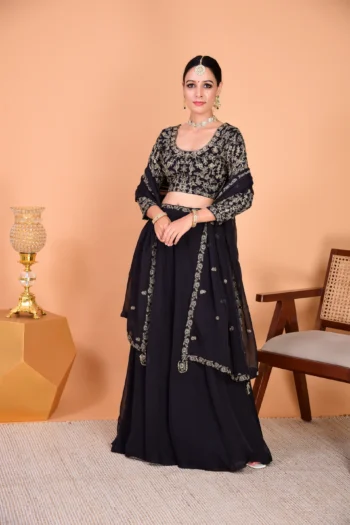 Sunehri Black Lehenga Set - M